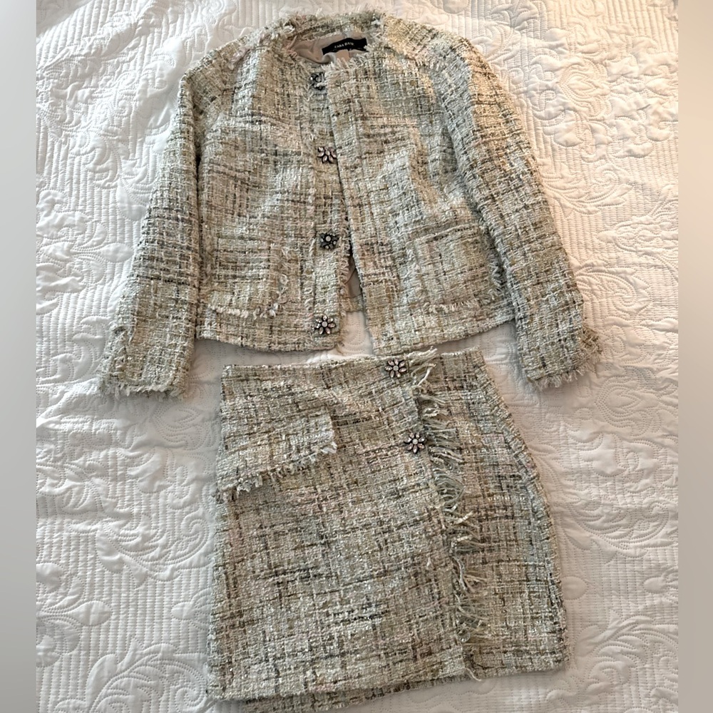 Tweed Skirt + Jacket Set from Zara